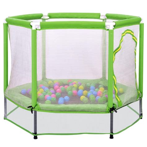 Huluwat Green 55 In Toddlers Trampoline Indoor Outdoor Mini