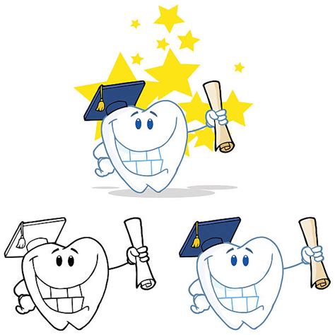 20 Graduation Cap Tooth On A White Background Stock Illustrations