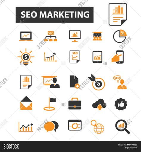 Seo Marketing Icons Seo Marketing Vector Photo Bigstock