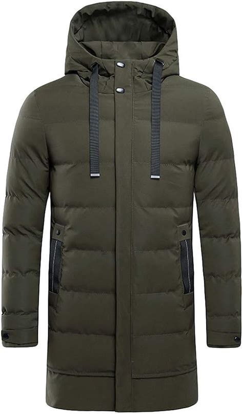 Herren Steppmantel Lang Winter Warme Verdickte Mit Kapuze Parka