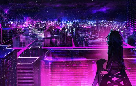 Anime Neon City Wallpapers - Top Free Anime Neon City Backgrounds ...