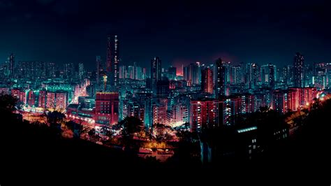 Cityscape Wallpaper 4K, Night, Buildings, City lights