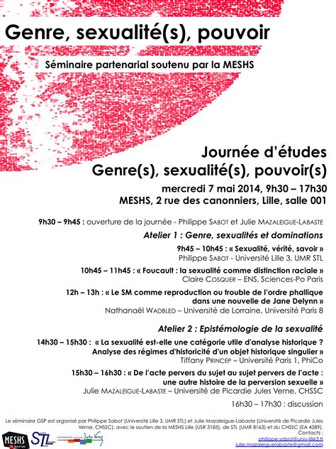 Journée détudes Genre s sexualité s pouvoir s STL ACTUALITES