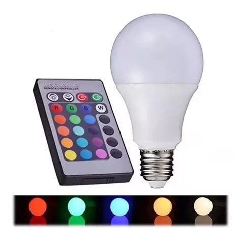 Colorida Lâmpada Led Rgb Bulbo E27 3 Bivolt Controle Remoto 110V 220V