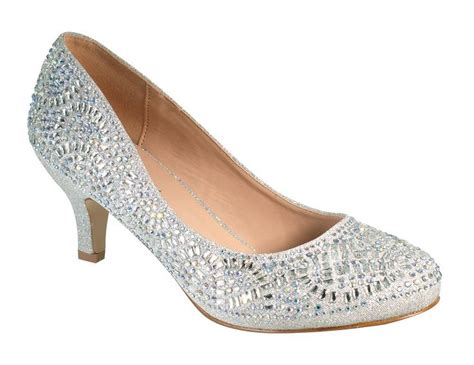 Bertha 14 Womens Round Toe Low Heel Rhinestone Wedding Prom Dress Pump Shoes Silver 7 Stunning