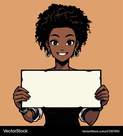 Beautiful African Girl Holding And Showing White Vector Image