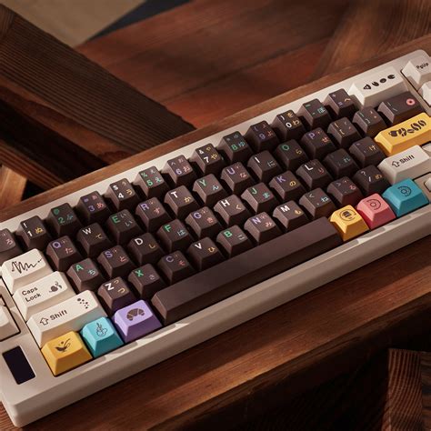 Chủ đề trà cao 129 phím PBT Keycap màu nâu Nhật Bản Cherry Profile DYE