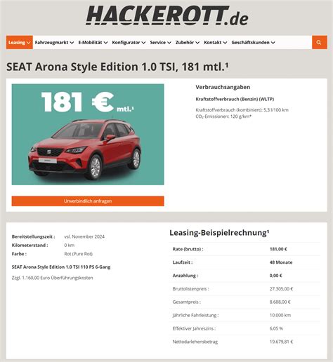 Seat Arona im Leasing für 181 Euro im Monat brutto ntv Autoleasing