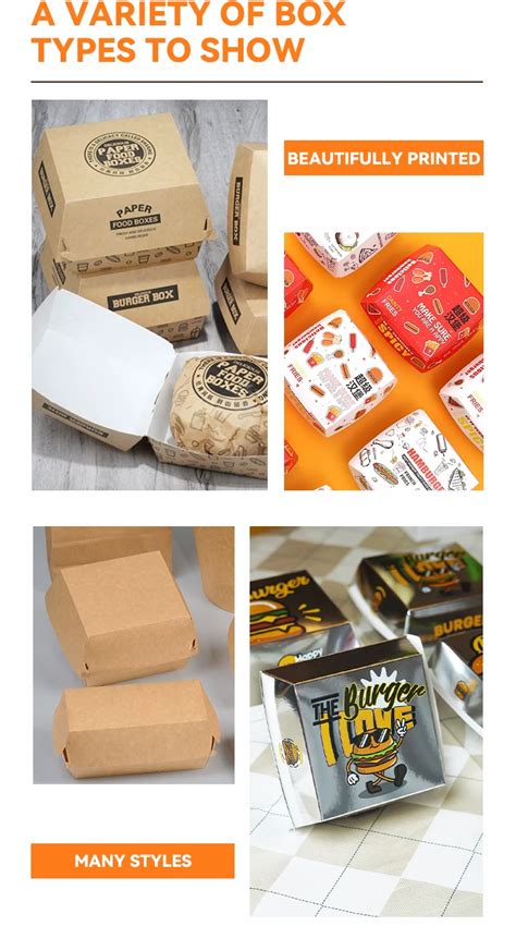 Customized Printing Disposable Hamburger Boxes Buy Brown Kraft Food