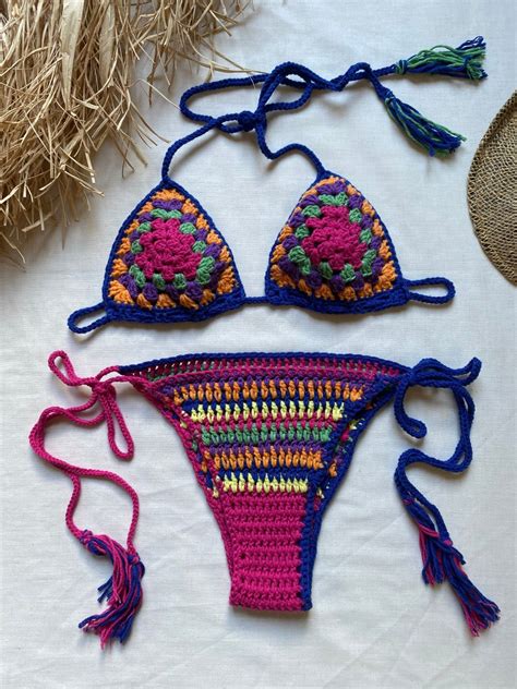 Conjunto de bikini brasileño de dos piezas de crochet conjunto de bikini de crochet bikini