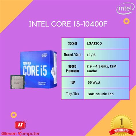 Cpu Intel Core I5 10400f Lga1200 Ddr4 Box