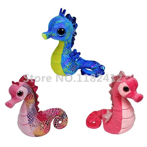 Ty Beanie Boos Pink Majestic Blue Neptune Seahorse Plush Toy 15cm 6