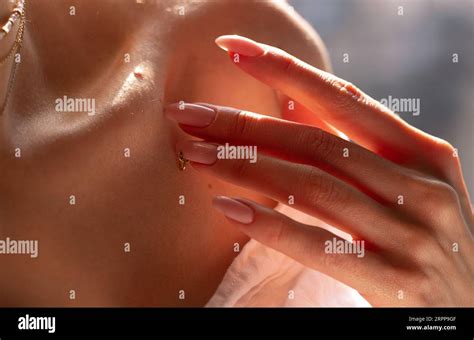 Female Hands With Pink Nail Design Pink Nail Polish Manicured Hands