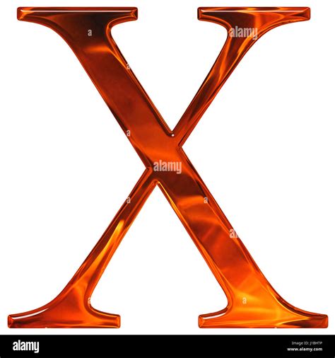 Uppercase Letter X The Extruded Of Glass With Pattern Flame Isolated