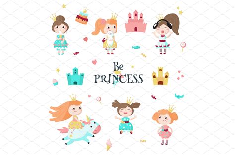 Beautiful Princess Icon Set Vector Masterbundles