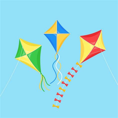 Premium Vector Colorful Kite Flying In Blue Sky