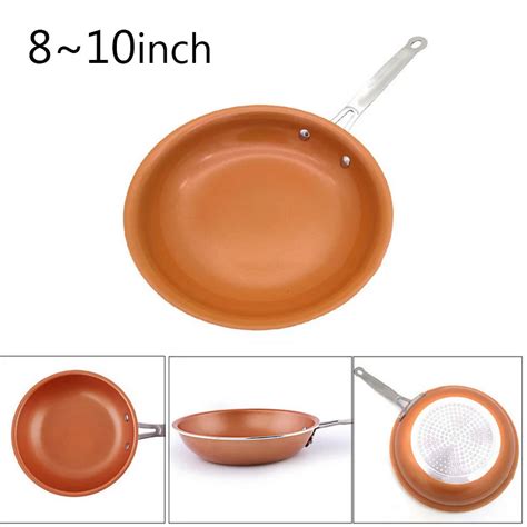 Urijk New 8/10 inch Non stick Copper Frying Pan with Ceramic Induction Skillet Coating Induction ...