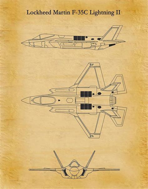 Lockheed Martin F-35 Lightning II Drawing F-35C Aircraft - Etsy ...