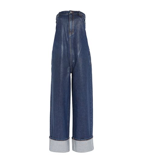 Alexander Wang Blue Embellished Cuff Denim Jumpsuit Harrods UK