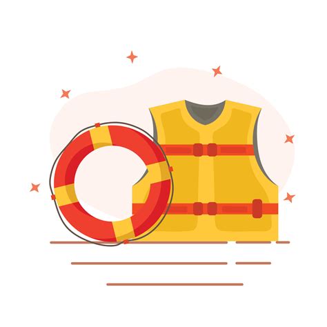 Lifebuoy And Life Vest For Water Recue Theme Illustration