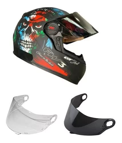 Capacete Gt Skull Caveira Fw3 Viseira Fumê E Cristal S2r Parcelamento