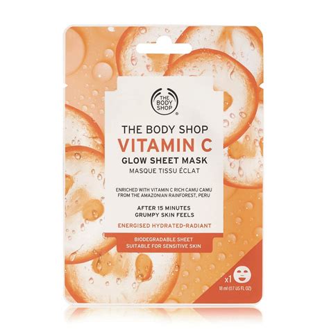 The Body Shop Vitamin C Glow Sheet Face Mask 06 Fl Oz Vegan Beauty