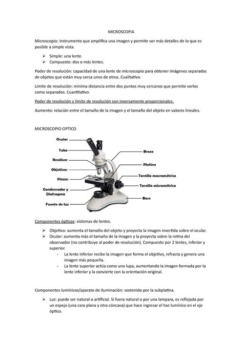 Tecnicas Histologicas Y Microscopia U Microscopia Microscopio