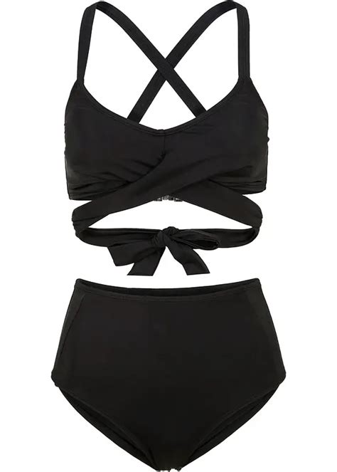 Sportlicher Bustier Bikini mit tollem Rückenverschluss schwarz