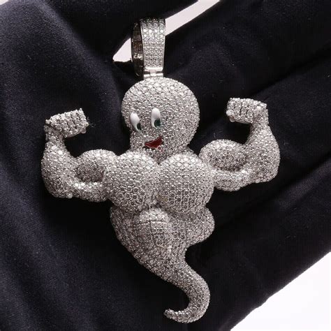 Lucky Aladdin Cartoon Character Pendant Fully Iced Out Pendant Hip Hop Cartoon Pendant Iced Out