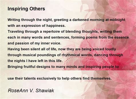 Inspiring Others Inspiring Others Poem By Roseann V Shawiak