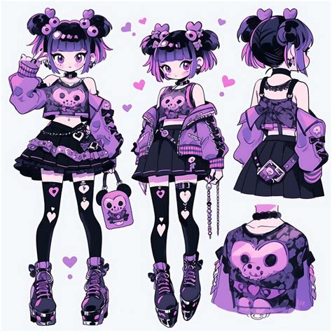 Premium Photo Character Anime Of Female Pastel Goth Chibi Kawaii