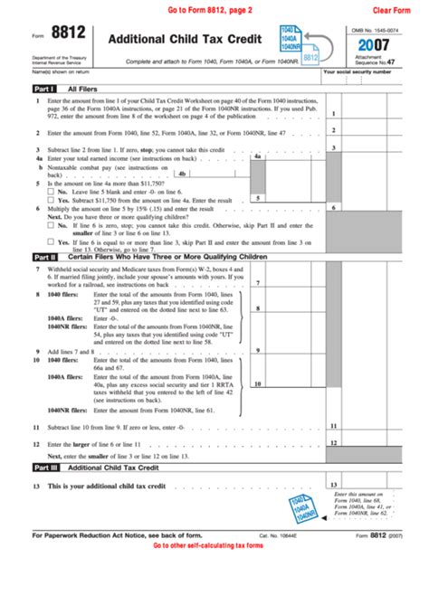 Schedule 8812 Line 5 Worksheet 2021