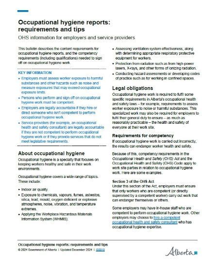 OHS Resource Portal Occupational Hygiene Reports Requirements And Tips