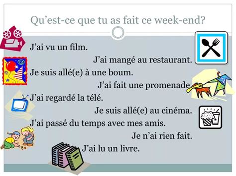 PPT Quest Ce Que Tu As Fait Ce Week End PowerPoint Presentation