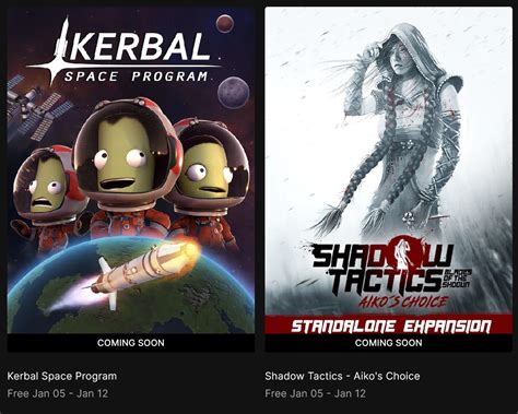 Upcoming Epic Freebies Kerbal Space Program And Shadow Tactics Aiko S