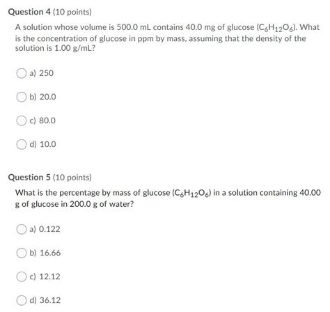 Solved Question 4 10 Points A Solution Whose Volume Is