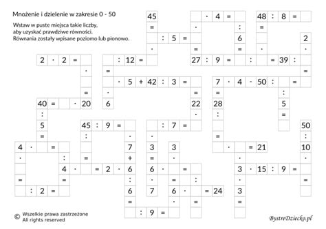 Krzy Wka Matematyczna Mno Enie I Dzielenie W Zakresie Do Bystre