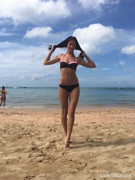 Gorgeous Girl Lovenia Lux Posing In A Black Bikini On The Beach 16 Photos