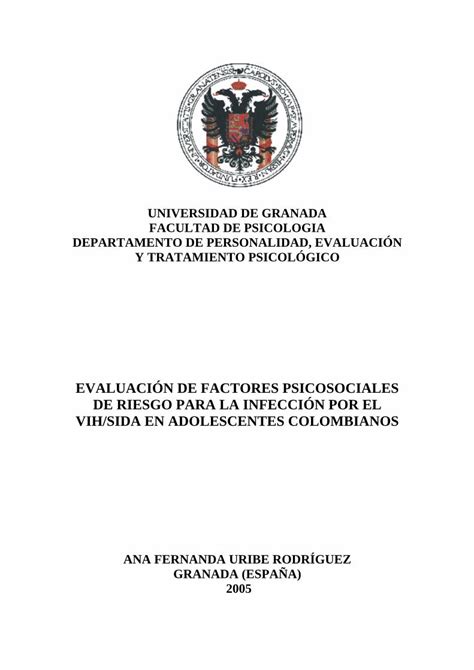 Pdf EvaluaciÓn De Factores Psicosociales De Riesgo Para La InfecciÓn Por · Antisocial Y