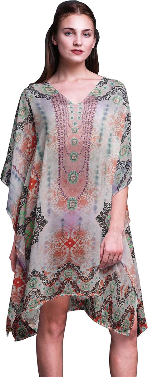 Phagun Blue Tie Dye Shibori Beach Kaftan Bikini Cover Up Women Midi Dress Short Caftan At