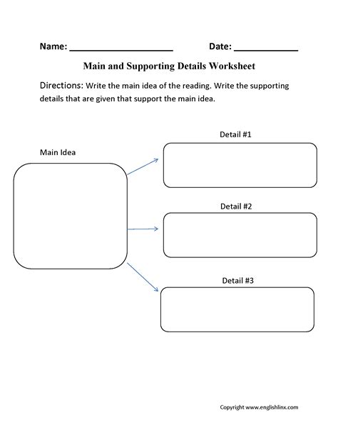 main ideas and details worksheet 1