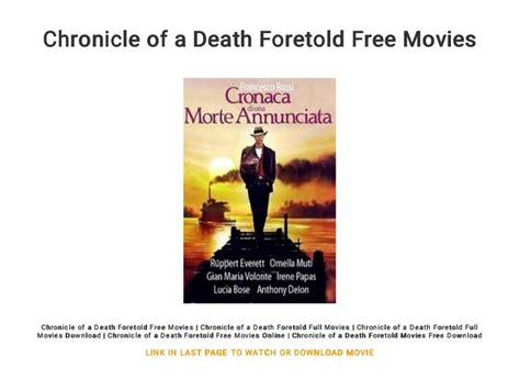 Chronicle of a Death Foretold Free Movies