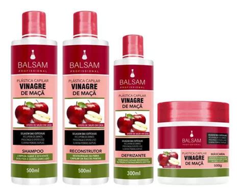 Kit Plástica Capilar Vinagre De Maçã 4 Itens Balsam MercadoLivre