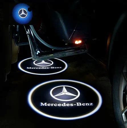 Free shipping Mercedes Benz LOGO Car LED Emblem Welcome Light Door Step ...