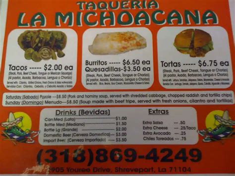 Taqueria La Michoacana Menu Menu For Taqueria La Michoacana