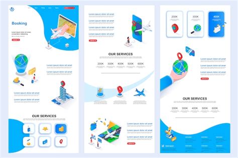 Premium Vector Booking Service Isometric Website Template Landing