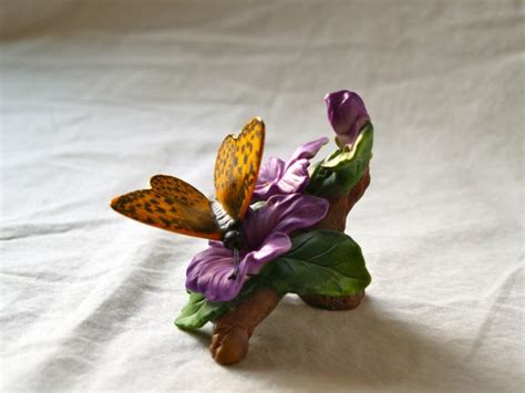 SALE Porcelain Butterfly And Flower Figurine