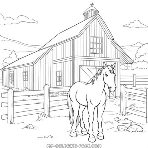 Horse ranch coloring page | My Coloring Page