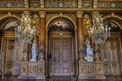 Interior of City Hall of Paris (Hotel de Ville de Paris). Hotel de ...