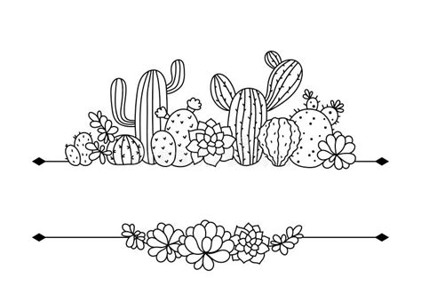 Cactus And Succulent Floral Border Frame For Text Cactus Monogram